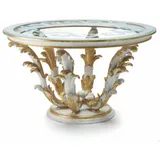Casa Padrino Luxus Barock Esstisch mit Glasplatte Weiß / Gold Ø 140 cm - Made in Italy