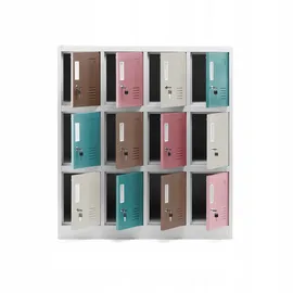 Jan Nowak Schließfachschrank Metall 120 cm x 110 cm x 45 cm grau mit 12 Fächern