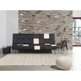 Beliani Schlafcouch Kunstleder 3-Sitzer Schwarz