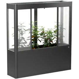 Biohort Gewächshausaufsatz Florentina für HochBeet 2 m x 1 m Dunkelgrau-Metallic
