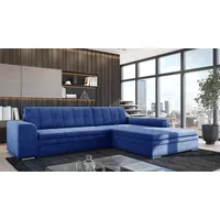 Fun Möbel Ecksofa Sofa SARRA mit Schlaffunktion Stoff Fresh Blau Ottomane Rechts