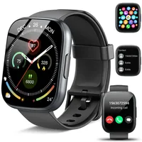 Smartwatch Herren Damen, 1.95" Smartwatch mit Bluetooth Anruf, Fitnesstracker mit Pulsuhr/Schlafmonitor, 112+ Sportmodi Fitnessuhr IP68 Wasserdicht Sportuhr, Schrittzähler Uhr für Android iOS Schwarz