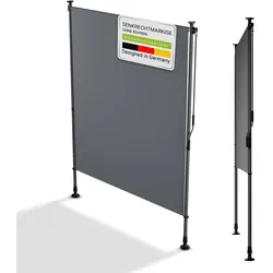 Juskys Senkrechtmarkise Barbados 150x310 cm - Sonnenschutz höhenverstellbar, ohne Bohren - Grau