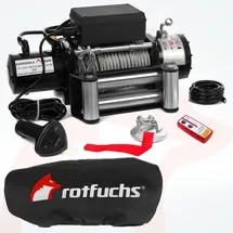 Rotfuchs Elektrische Seilwinde 12v mit Funkfernbedienung & Schutzhülle – 5909 kg 13000 lbs, 6 PS Power Offroad 4x4 Motorwinde Forst Seilzug - Schwarz
