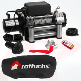 Rotfuchs Elektrische Seilwinde 12v mit Funkfernbedienung & Schutzhülle – 5909 kg 13000 lbs, 6 PS Power Offroad 4x4 Motorwinde Forst Seilzug - Schwarz