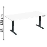 Geramöbel Schreibtisch Elevate Plus, elektrisch höhenverstellbar, HxBxT 630-1.280 x 1.600 x 800 mm, weiß/anthrazit