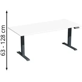 Geramöbel Schreibtisch Elevate Plus, elektrisch höhenverstellbar, HxBxT 630-1.280 x 1.600 x 800 mm, weiß/anthrazit