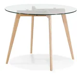 KADIMA DESIGN Esstisch Kompakter Rundtisch 'QUILAR' aus Glas, Durchmesser 100 cm – Modern, Stabiles Vierfußgestell, runde Glasplatte, integrierter Bodenschutz weiß