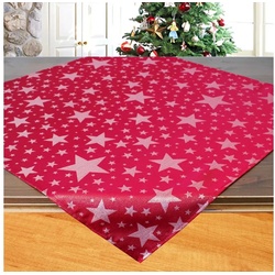 Delindo Lifestyle Mitteldecke Christsterne (1-tlg), Jacquard mit Lurexsternen rot