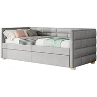 REDOM Polsterbett Kinderbett Daybett Schlafsofa mit ausziehbarem Bett (minimalistisches Styling, 90 x 200 cm), ohne Matratze grau