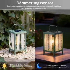 NORTHPOINT Laterne Metall 15x32x15 cm Solar LED Dämmerungssensor grün