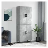 furnicato Highboard Betongrau 69,5 x 34 x 180 cm aus Holzwerkstoff und Metall (1 St), Stabiler Schrank mit viel Stauraum und Wandhalterung für Wohnzimmer grau 69.5 cm x 180 cm x 34 cm
