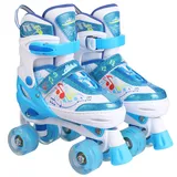 Hikole Kinder Rollschuhe Verstellbar LED Rollschuhe für Jungen und Mädchen komfortable Rollschuhe Mitwachsend Kinder(Größe S (27-30)), Blau