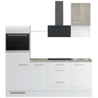 Impuls Küchen Küchenzeile IBZ4215R5 215 cm Weiß Hochglanz ohne E-Geräte