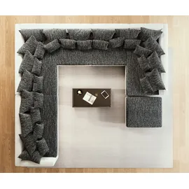 DeLife Wohnlandschaft Clovis XXL Weiss Schwarz mit Hocker Ottomane Links, Design Wohnlandschaften, Couch Loft, Modulsofa, modular