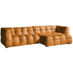 KAWOLA Sofa ROSARIO Ecksofa Velvet gold Recamiere rechts