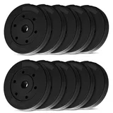 wuuhoo® Zement Hantelscheiben Mike 30/35mm, Langhantelgewichte Set 20kg - 30kg, beschichtet in Schwarz, 1,25, 2,5, 5, 10 kg, Zement Kunststoff Gewichtscheiben Set 4-25kg