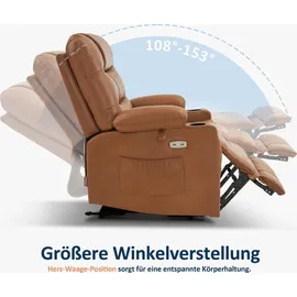 MCombo Relaxsessel 7033 Kunstleder 88 x 110 x 83 cm Braun elektrisch mit Liegefunktion