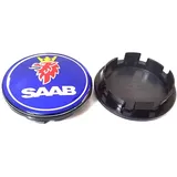 4 Stück Auto ABS Radnabenkappen für SAAB 03-10 BJ SCS 9-3 9-5 9-2x 9-5x 56mm 60mm 65mm 68mm Felgenkappen Nabenkappen Zubehör,C-65mm-black-blue