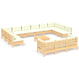 vidaXL Garten-Lounge-Set 14-tlg. creme Kiefernholz