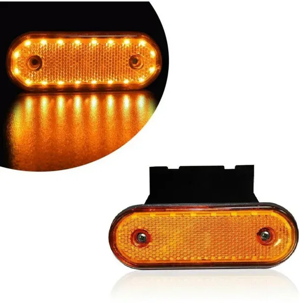 Gelbes LED-Positionslicht mit Halterung, Markierungsleuchte, 20 LEDs – 24 V