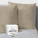 Pizuna Luxuriöser Soft-Satin 2er Pack Kissenbezug 80x80 cm Einfach Taupe, 600 Fadenzahl Baumwolle Kissenbezüge, 100% Langstapel Baumwolle Nur Kissenbezug (Einfach Taupe, 80x80 cm) Mako Satin