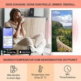 Klarstein Infrarotheizung mit Thermostat, 700W Elektroheizung, Smart Home Bild-Infrarotheizung zur Wandmontage, IR mit IoT/WiFi App-Control, Feucht... - Bunt
