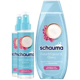 Schauma Sprühpflege Feuchtigkeit & Glanz (2x200 ml) Hitzeschutz für weiches, glänzendes Haar & Schwarzkopf Feuchtigkeits-Shampoo Feuchtigkeit & Glanz (400 ml) Reiswasser