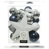 Decoris Schachtel mit 33 Baumzubehör Blau, Weiß Und Silber