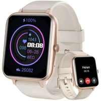 HUAKUA Smartwatch 1,85 Zoll Touchscreen mit Bluetooth Anrufe für Damen Herren,Sportuhr mit Herzfrequenzmessung,SpO2,Schrittzähler,Schlafmonitor,110+ Trainingsmodi für iOS Android Handy