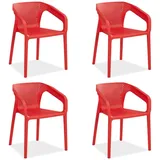 Homestyle4u Gartenstuhl 4er Set, in Rot 2686,