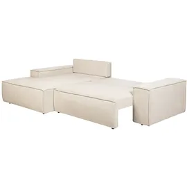 vente-unique Ecksofa mit Schlaffunktion - Ecke links - Strukturstoff - Beige - AMELIA
