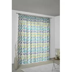 Vorhang WIRTH "Berlare", blau, B:132cm H:235cm, Baumwolle, Polyester, Gardinen, nach Maß