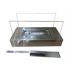 PURLINE Bio-Tischkamin mit gehärtetem Glas ALGEIROS INOX
