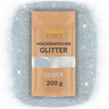 Creative Deco Holographischer Glitzerpulver 200g silber 0,2mm