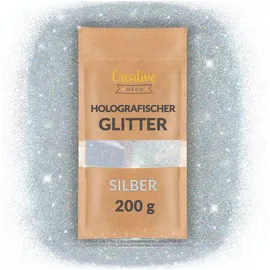 Creative Deco Holographischer Glitzerpulver 200g silber 0,2mm
