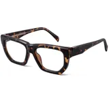 OuShiun Lesebrille mit Blaulichtfilter, Modischer Rahmen mit Federscharnier, Bequeme Lesebrille für Männer und Frauen, Schildpatt +1,0