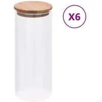 VidaXL Vorratsglas mit Bambusdeckel 1000 ml 6 St.