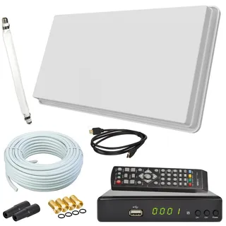 Selfsat H30 D1+ Flachantenne Single mit HD Receiver 10m Kabel Fensterhalter HDTV