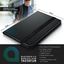 Aplic Tablet-Tastatur, Bluetooth, Kunstledercase für 7-8" Tablets, flaches & kompaktes Format