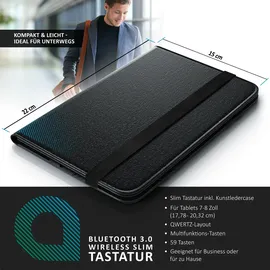 Aplic Tablet-Tastatur, Bluetooth, Kunstledercase für 7-8" Tablets, flaches & kompaktes Format