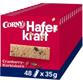 Corny Haferriegel Corny Haferkraft Cranberry-Kürbiskern, Vollkorn & Vegan, 48x35g