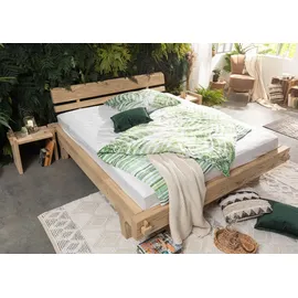 Massivmoebel24 Balkenbett 180 x 200 cm Beige