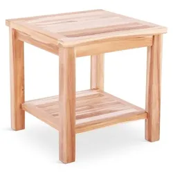 Garten Beistelltisch Teakholz 50 x 50 cm, Teakholz-Tisch mit Ablagefach, Raburg