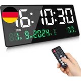 Digitale Wanduhr 15,5 Zoll LED Wanduhr Digital Groß Display Mit Fernbedienung, D