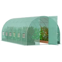 Gewächshaus Tunnel Treibhaus Frühbeet Tomatenhaus 590x295x225cm grün