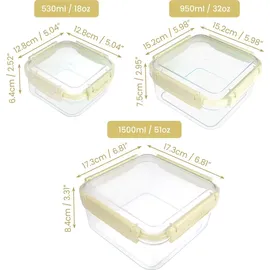 Belle Vous Frischhaltedosen Set 3-teilig transparent 0,53 l, 0,95 l, 1,5 l
