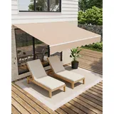 Gelenkarmmarkise 350 x 250 cm, Mit Kurbel & Wandhalterung, Länge & Winkel Einstellbar, UV50+ & Wasserabweisend, Sonnenschutz Balkonmarkise Gelenkmarkise Robustes Aluminiumgestell, Für Garten & Balkon