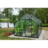 Halls Gewächshaus Universal - 9,9 m2 - 3,84 x 2,57 m - 9,9 m2 (Gr. 2), Einzeltür, 3 mm Sicherheitsglas, Schwarz