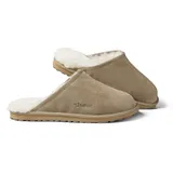 Fellhof Lammfell Pantoffeln Herren PRIMO, kuschelige Lammfellpantoffeln für Herren, Winter & Sommer Hausschuhe aus echtem Lammfell, khaki Gr. 48 - 48 EU